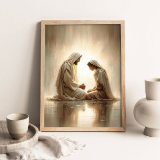Divine Prayers, Christian Art, Jesus and Girl, Pic ポスター