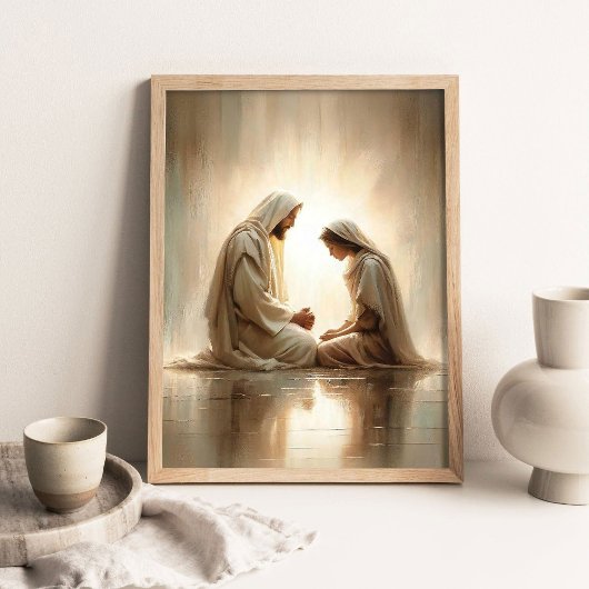Divine Prayers, Christian Art, Jesus and Girl, Pic ポスター