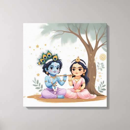Divine Radha Krishna Canvas Print | Spiritual キャンバスプリント (正面)