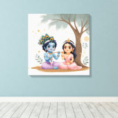 Divine Radha Krishna Canvas Print | Spiritual キャンバスプリント (インサイチュ (ウッドフロア))