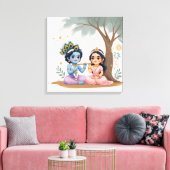 Divine Radha Krishna Canvas Print | Spiritual キャンバスプリント (インサイチュ (リビング))