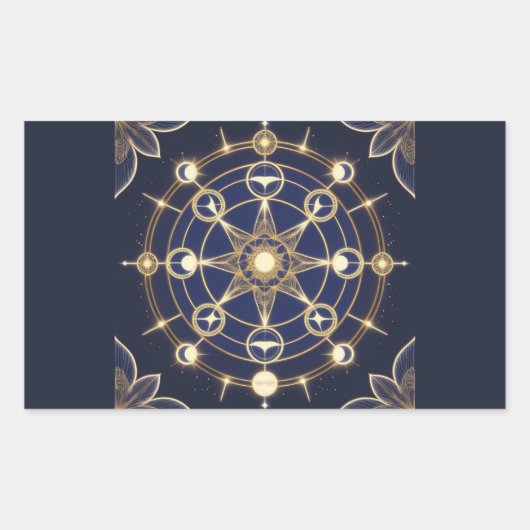 Divine Radiance – Golden Mandala of Awakening 長方形シール (正面)