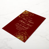 Divine Royal Red Gold Rose Flowers The Wedding of 箔招待状 (回転した状態)