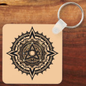 Divine Sacred Mandala – Black & Gold Trishul キーホルダー (裏面)