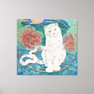 Divine White Tiger of the Moonlit Ring キャンバスプリント