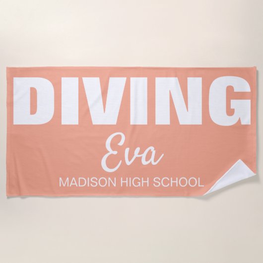 Diving, Diver Senior Night Gifts Springboard ビーチタオル (正面)