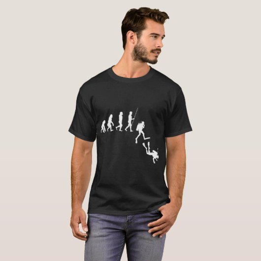 Diving Evolution Funny Scuba Diver Ocean Life Evol Tシャツ (正面フル)