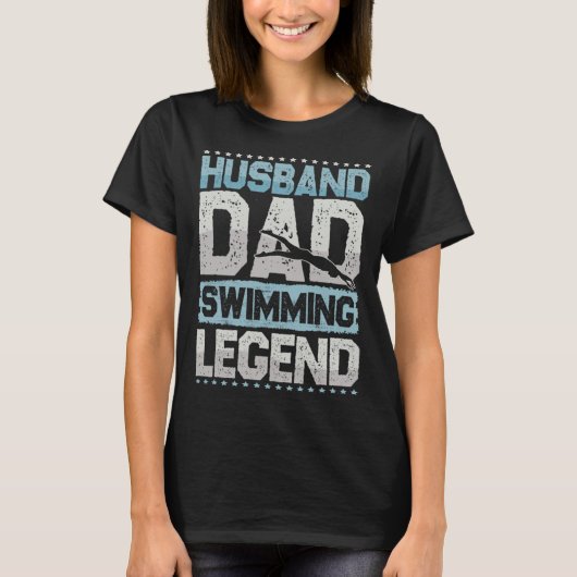 Diving Husband Dad Swimming Legend Swimming Men Tシャツ (正面)