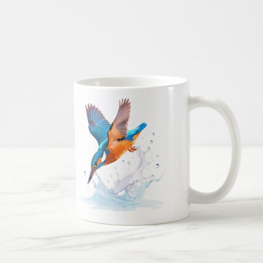 Diving Kingfisher Vibrant Wildlife Art コーヒーマグカップ (右)