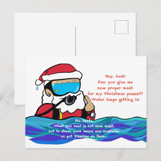 Diving Santa Claus ポストカード (正面/裏面)