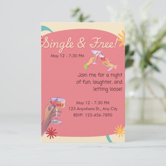 Divorce Party Invitation I'm free 出欠カード (スタンド正面)