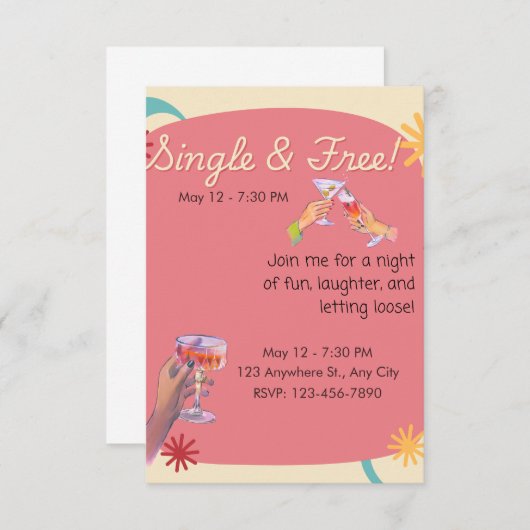 Divorce Party Invitation I'm free 出欠カード (正面/裏面)