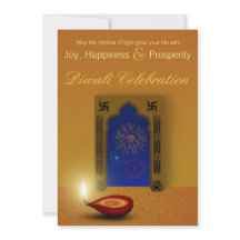 Diwaliのお祝いの幸せな花火-招待状