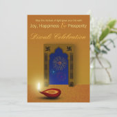 Diwaliのお祝いの幸せな花火-招待状 招待状 (スタンド正面)