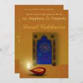 Diwaliのお祝いの幸せな花火-招待状 招待状 (正面/裏面)