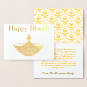 Diwaliのパーソナライズで幸せな金ゴールド 箔カード