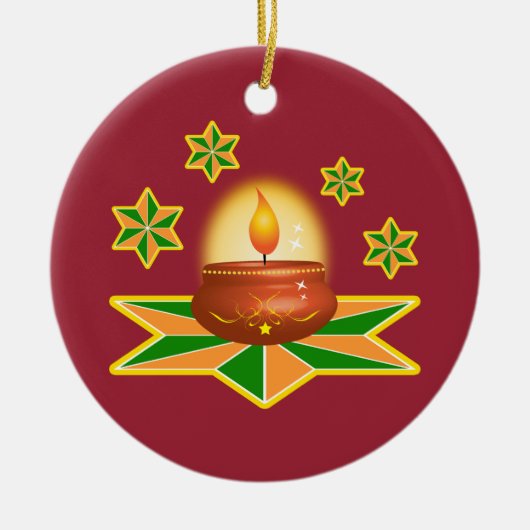 Diwaliのランタン セラミックオーナメント (正面)