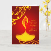 diwaliの挨拶: エレガントなライト カード (黄色い花)