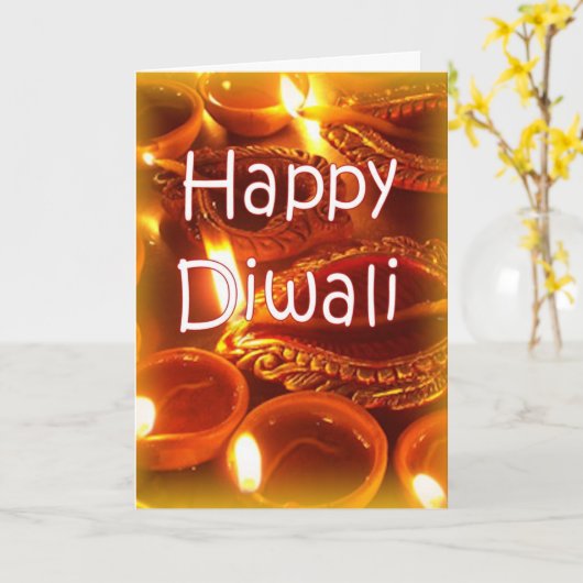 Diwaliのdiyasカード カード (黄色い花)