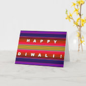 Diwaliカラフルでストライプのなカード カード (黄色い花)