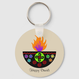 DiwaliカラフルなランプDiya キーホルダー