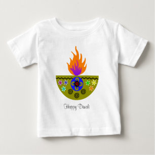 DiwaliカラフルなランプDiya ベビーTシャツ