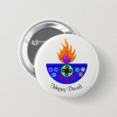 DiwaliカラフルなランプDiya 缶バッジ (正面&裏面)