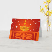 Diwaliランプ-カード カード (黄色い花)