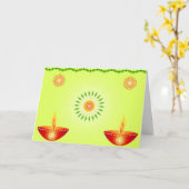 Diwaliランプ-カード カード (黄色い花)