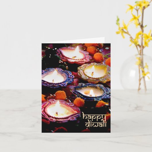 Diwali幸せなカード カード (黄色い花)