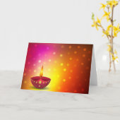 Diwali白熱［赤熱］光を放つで装飾的なランプ カード (黄色い花)