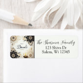 Diwali Address Label with Elegant Floral & Diya ラベル (インサイチュ)