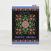 Diwali Card for a Son, Rangoli Pattern on Black カード (正面)