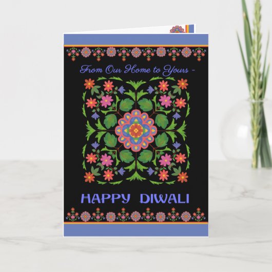 Diwali Card, Rangoli on Black, Our Home to Your カード (正面)