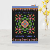 Diwali Card, Rangoli on Black, Our Home to Your カード (黄色い花)