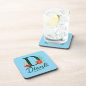 Diwali "D"モノグラムDiyaコースター（6セット） コースター (右側)