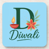 Diwali "D"モノグラムDiyaコースター（6セット） コースター (正面)