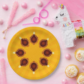 Diwali Diyasと黄色の太陽光線 ペーパープレート (パーティー)
