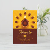 Diwali Diyasと黄色の太陽光線 招待状 (スタンド正面)