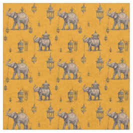 Diwali Elephant in Golden Field Toile de Jouy  ファブリック
