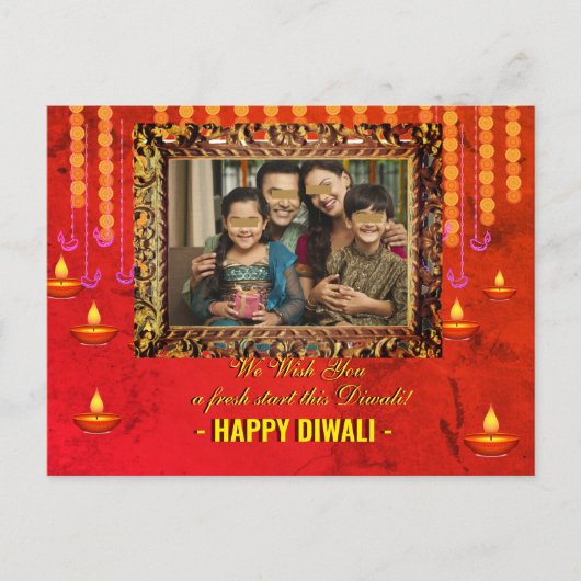 Diwali greeting写真伝統的カード ポストカード (正面)