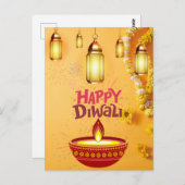 Diwali Greeting Card – 希望する光のフェスティバル ポストカード (正面/裏面)