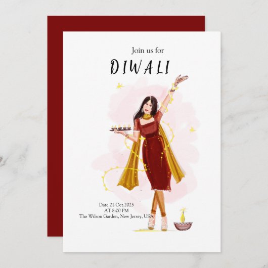 Diwali, Indian festival  招待状 (正面/裏面)