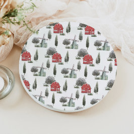 DIXIEかわいいカントリー赤い納屋の赤ちゃん動物 ペーパープレート