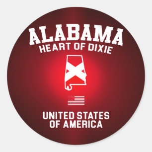 Dixieのアラバマのハート ラウンドシール