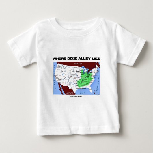 Dixieの細道があるところ(米国の地図) ベビーTシャツ (正面)