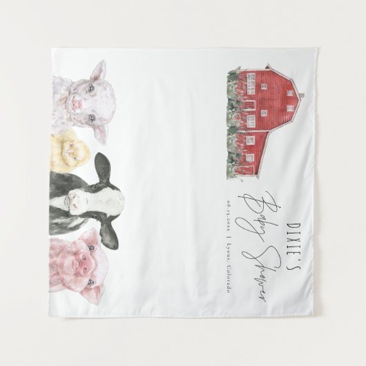 DIXIEカントリーレッドバーンファーム動物ベビーシャワー タペストリー (正面(横))