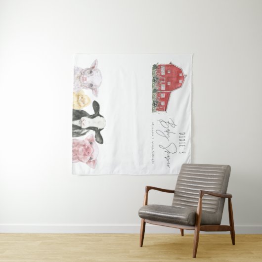 DIXIEカントリーレッドバーンファーム動物ベビーシャワー タペストリー (インサイチュ(横))