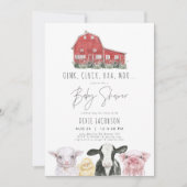 DIXIEカントリーレッドバーンファーム動物ベビーシャワー 招待状 (正面)