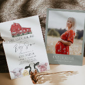 DIXIEカントリーレッドバーンファーム動物ベビーシャワー 招待状